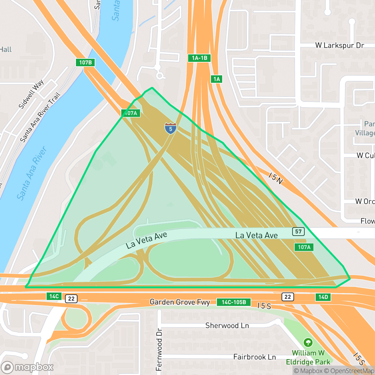 Map showing the location of Northwest, Santa Ana, CA
