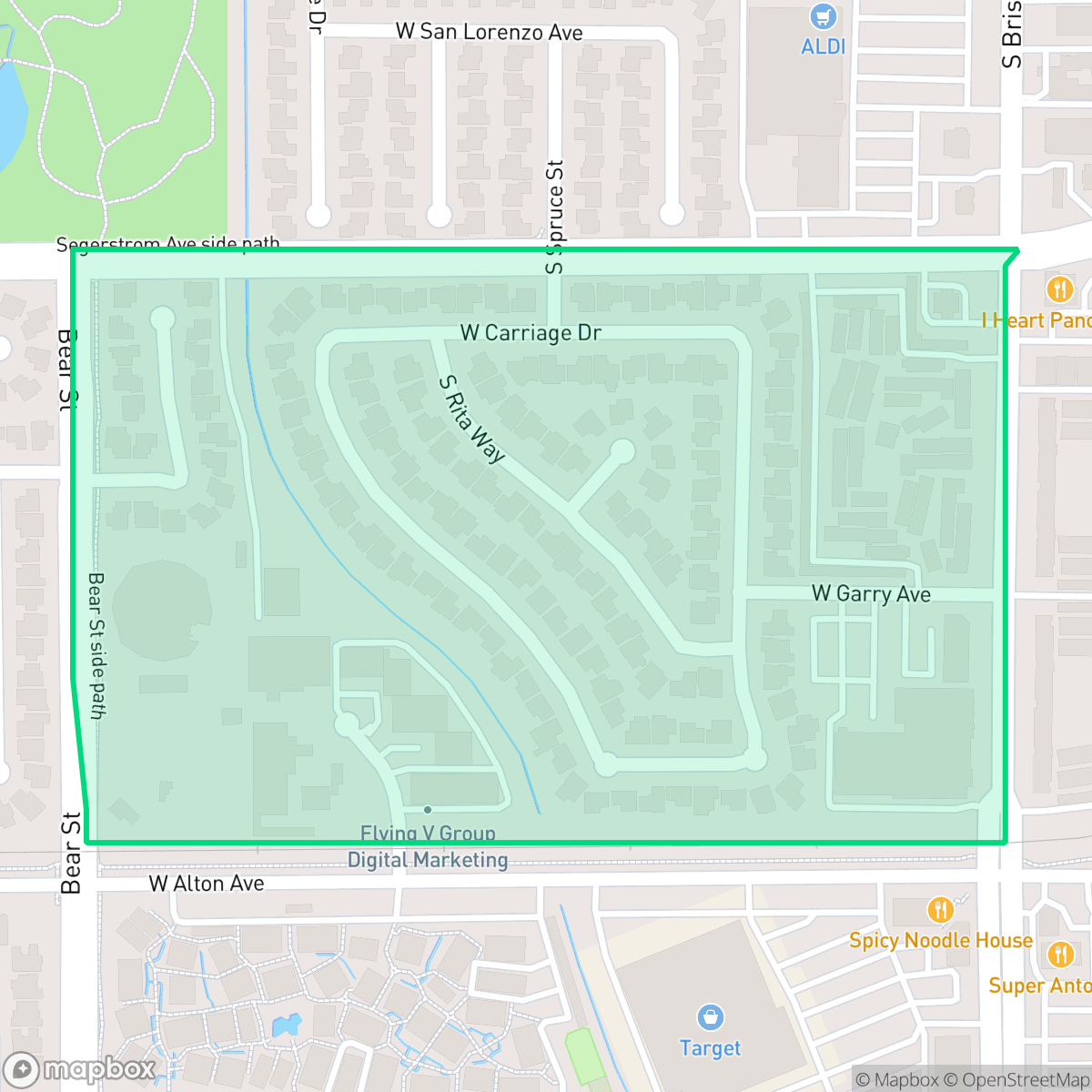 Map showing the location of Republic Homes, Santa Ana, CA