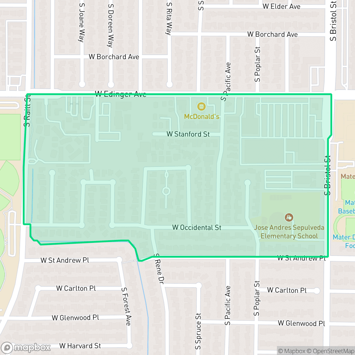 Map showing the location of Shadow Run, Santa Ana, CA