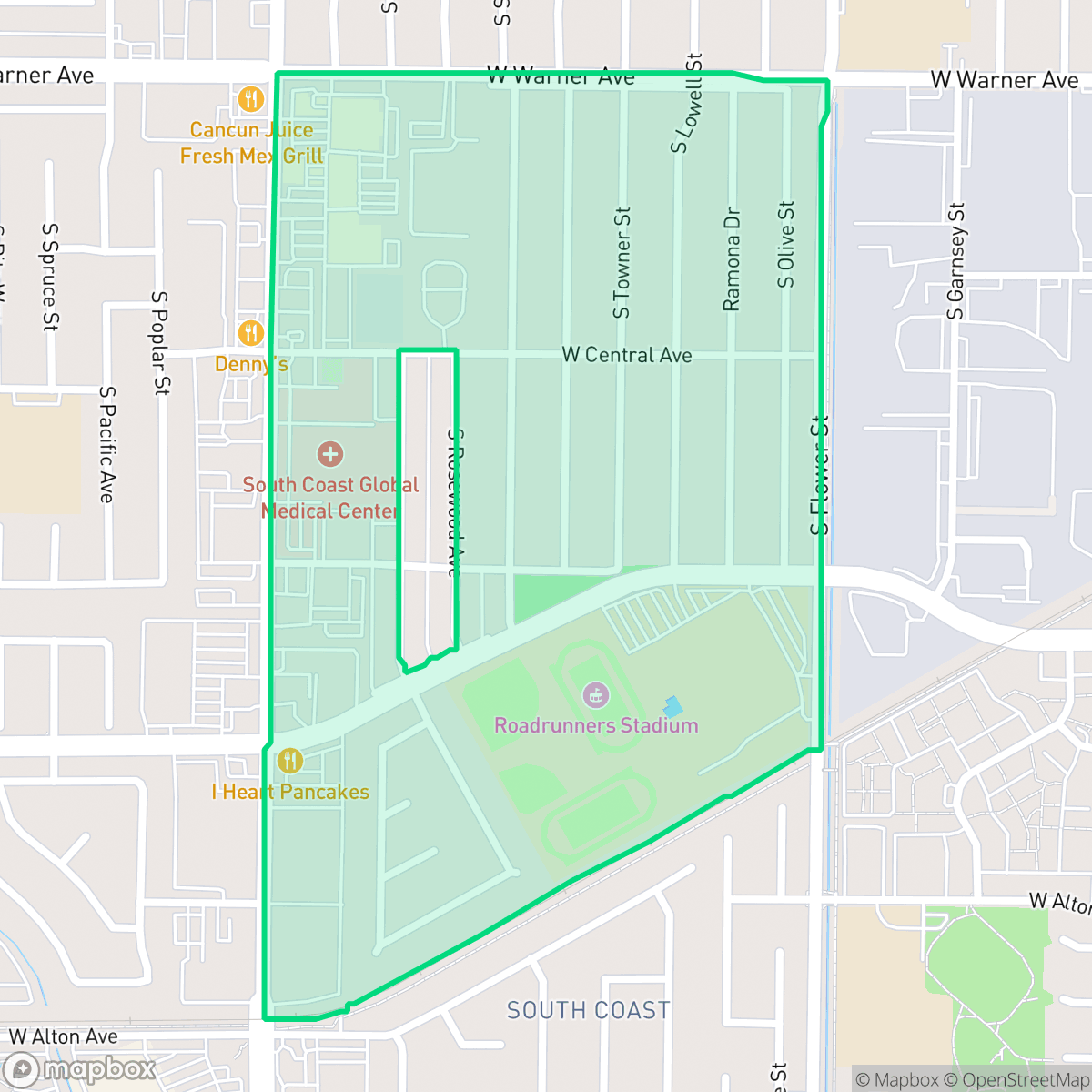Map showing the location of Sunwood Central, Santa Ana, CA