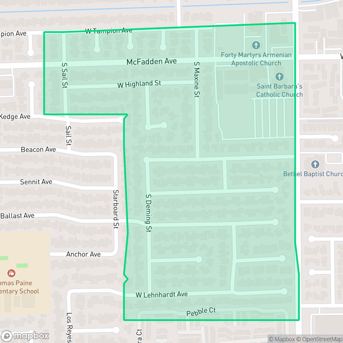 Map showing the location of West Grove Valley, Santa Ana, CA