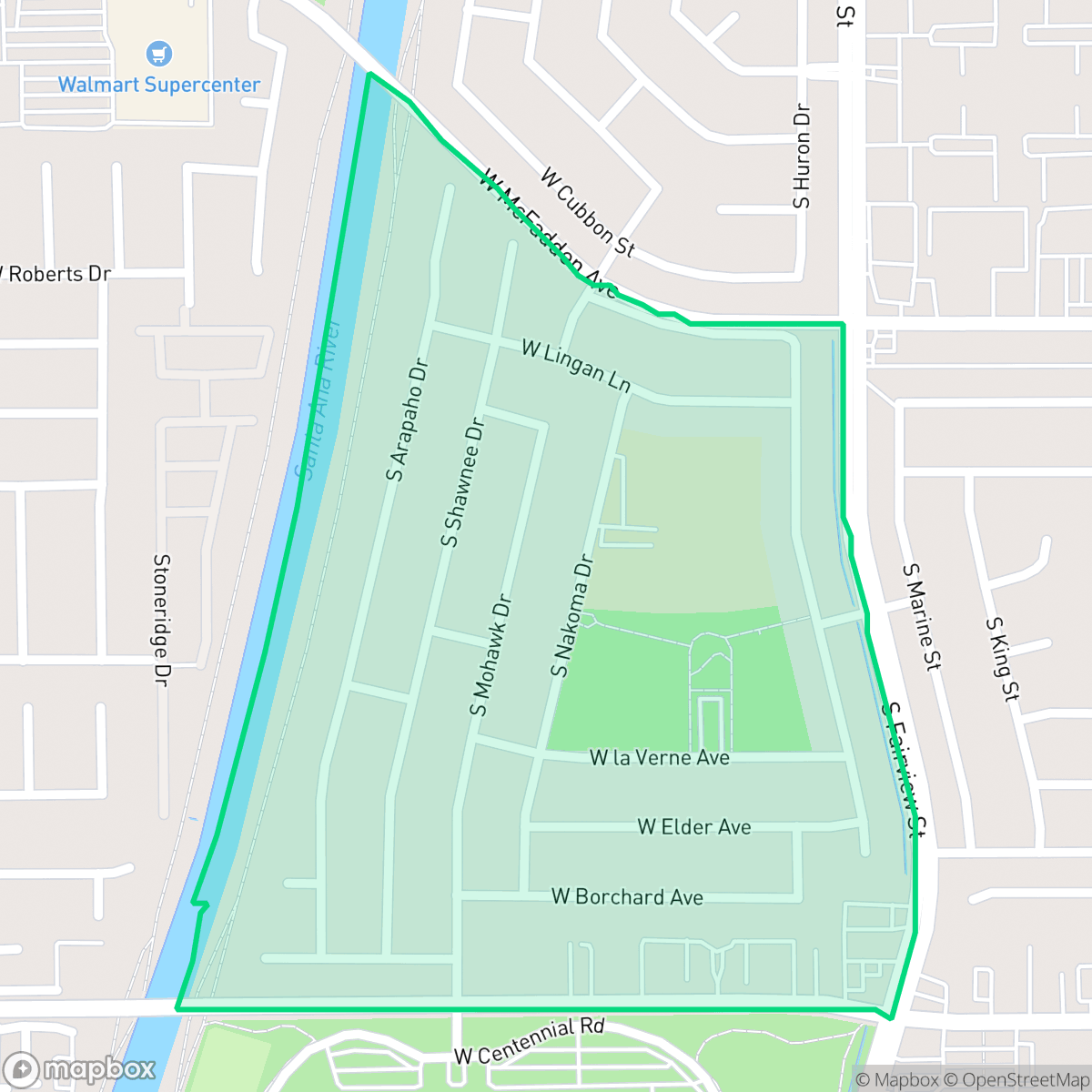 Map showing the location of Windsor Village, Santa Ana, CA