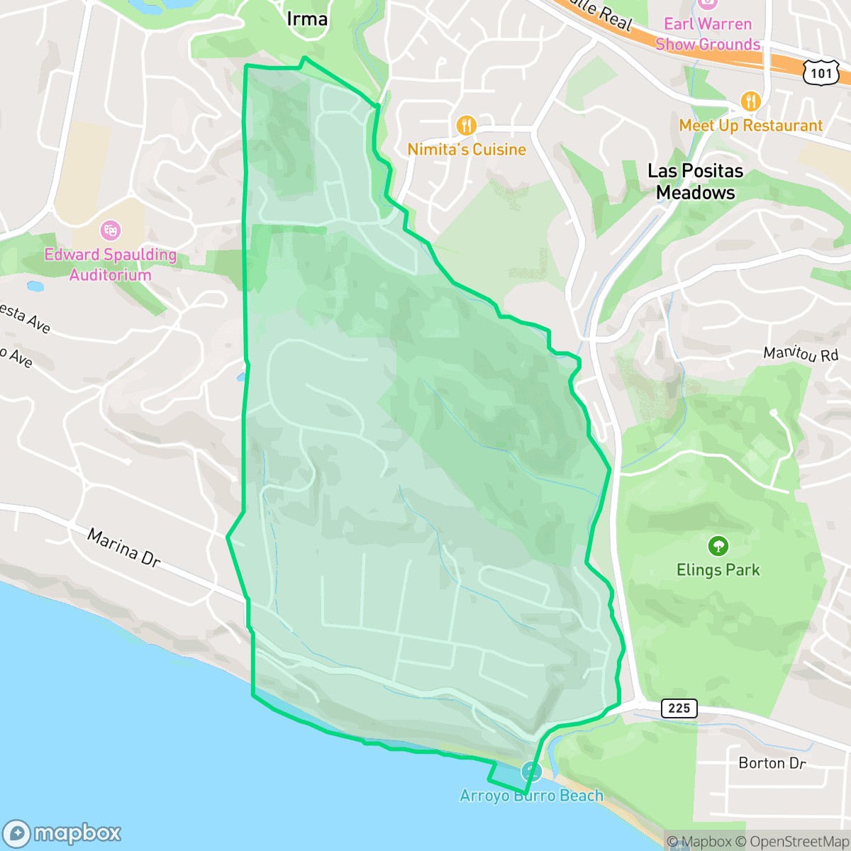 Map showing the location of Campanil, Santa Barbara, CA