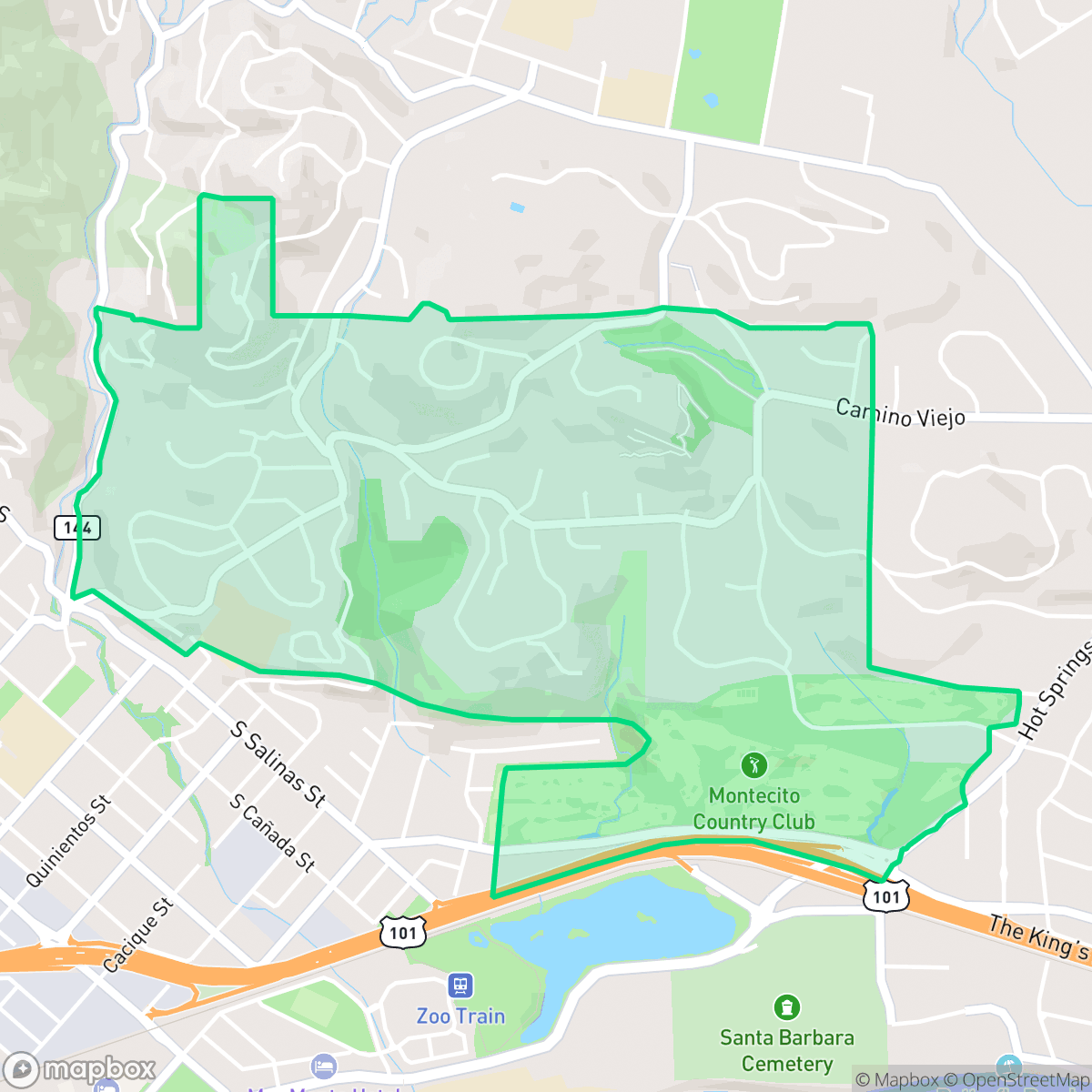 Map showing the location of Eucalyptus Hill, Santa Barbara, CA