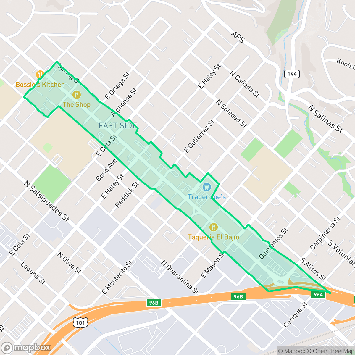 Map showing the location of Milpas, Santa Barbara, CA