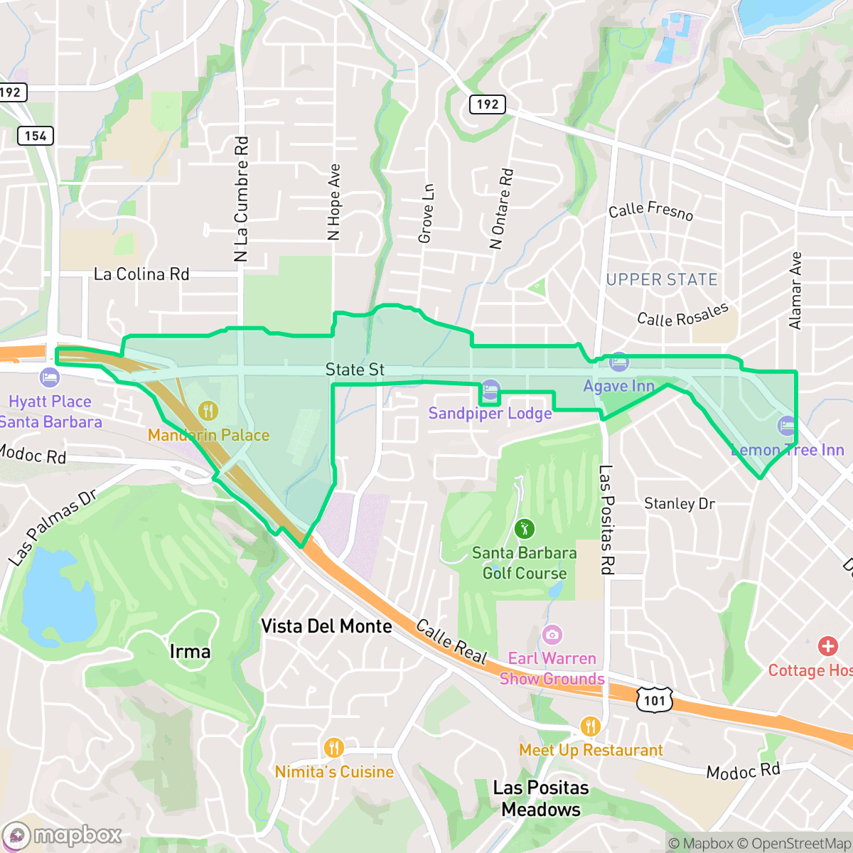 Map showing the location of North State, Santa Barbara, CA