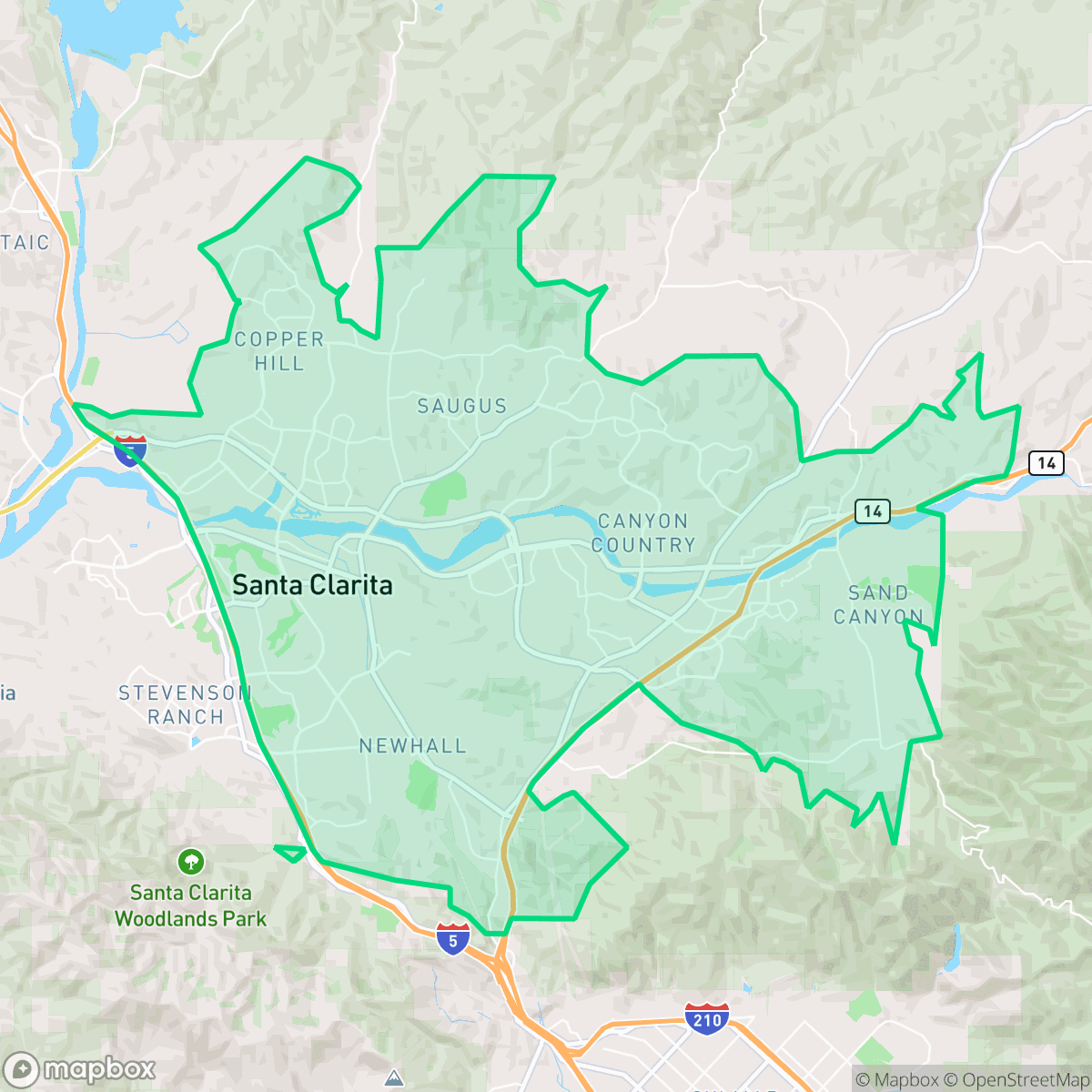 Map showing the location of Santa Clarita, CA — coverage area