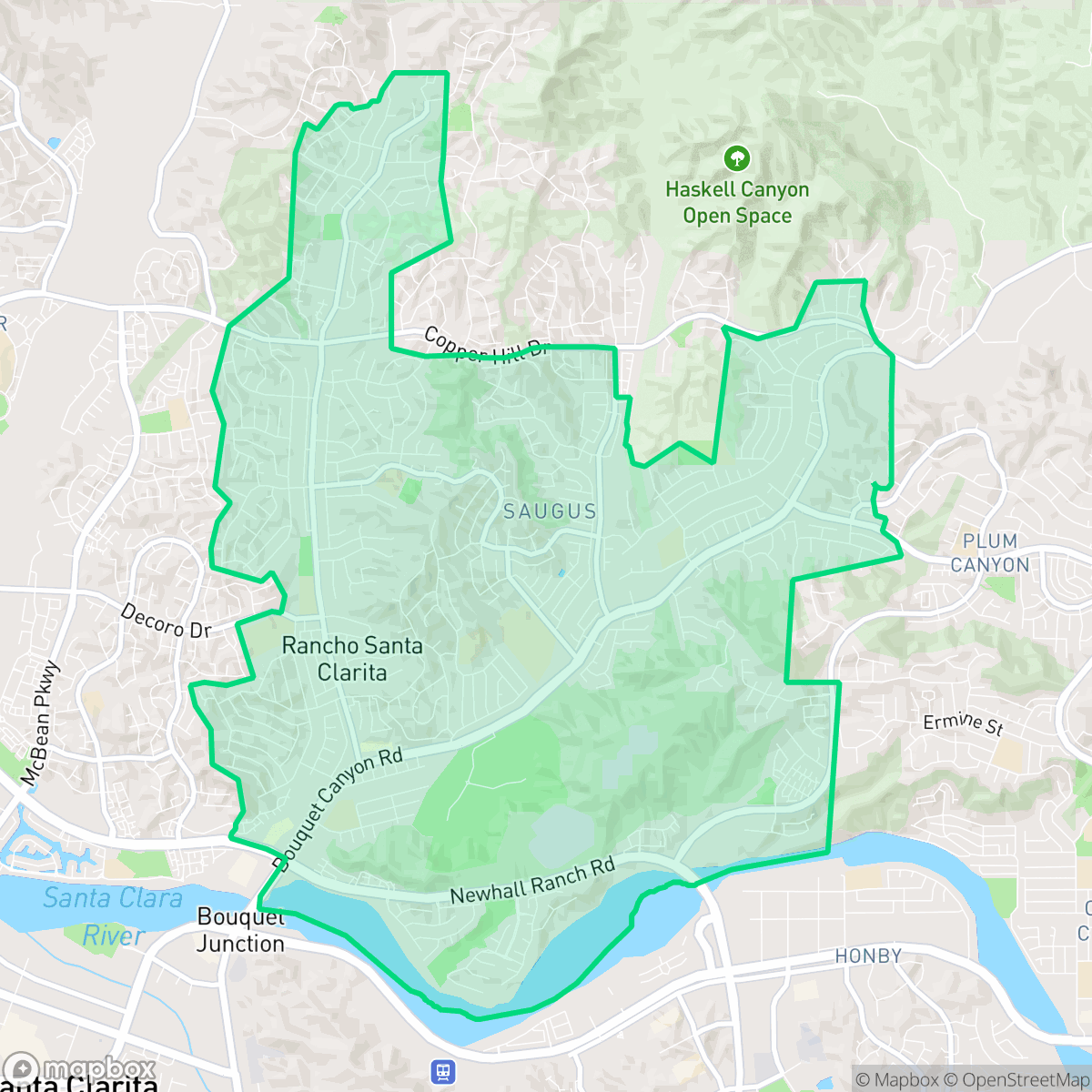Map showing the location of Saugus, Santa Clarita, CA