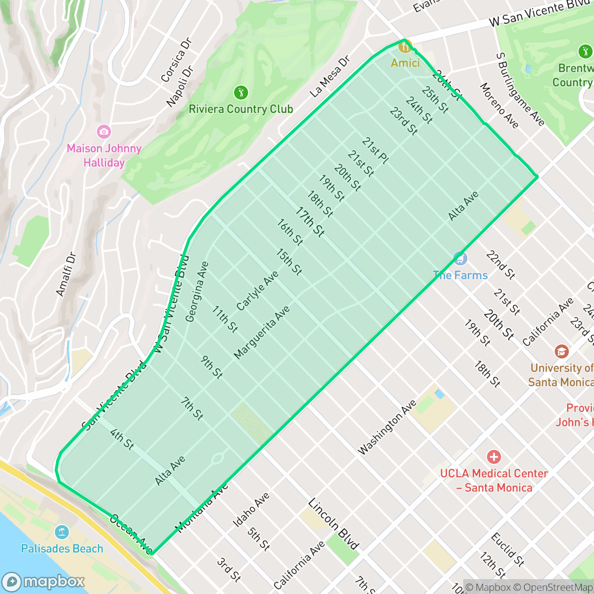 Map showing the location of North of Montana, Santa Monica, CA