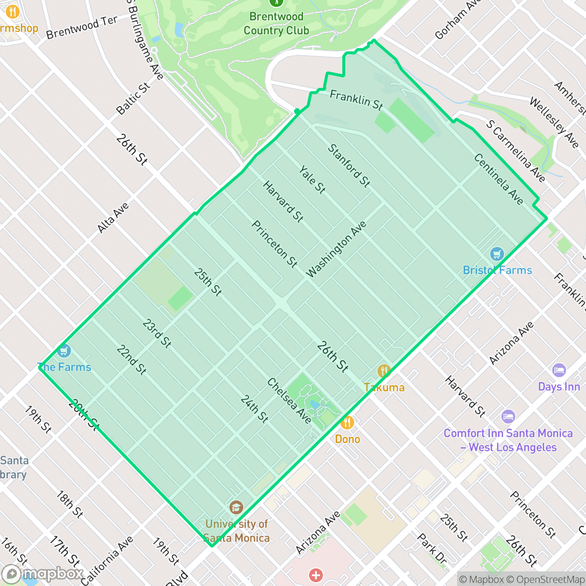 Map showing the location of Northeast, Santa Monica, CA