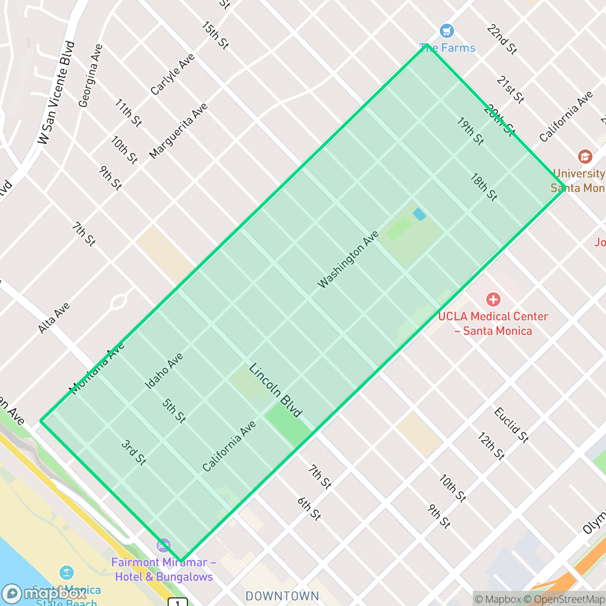 Map showing the location of Wilshire/Montana, Santa Monica, CA
