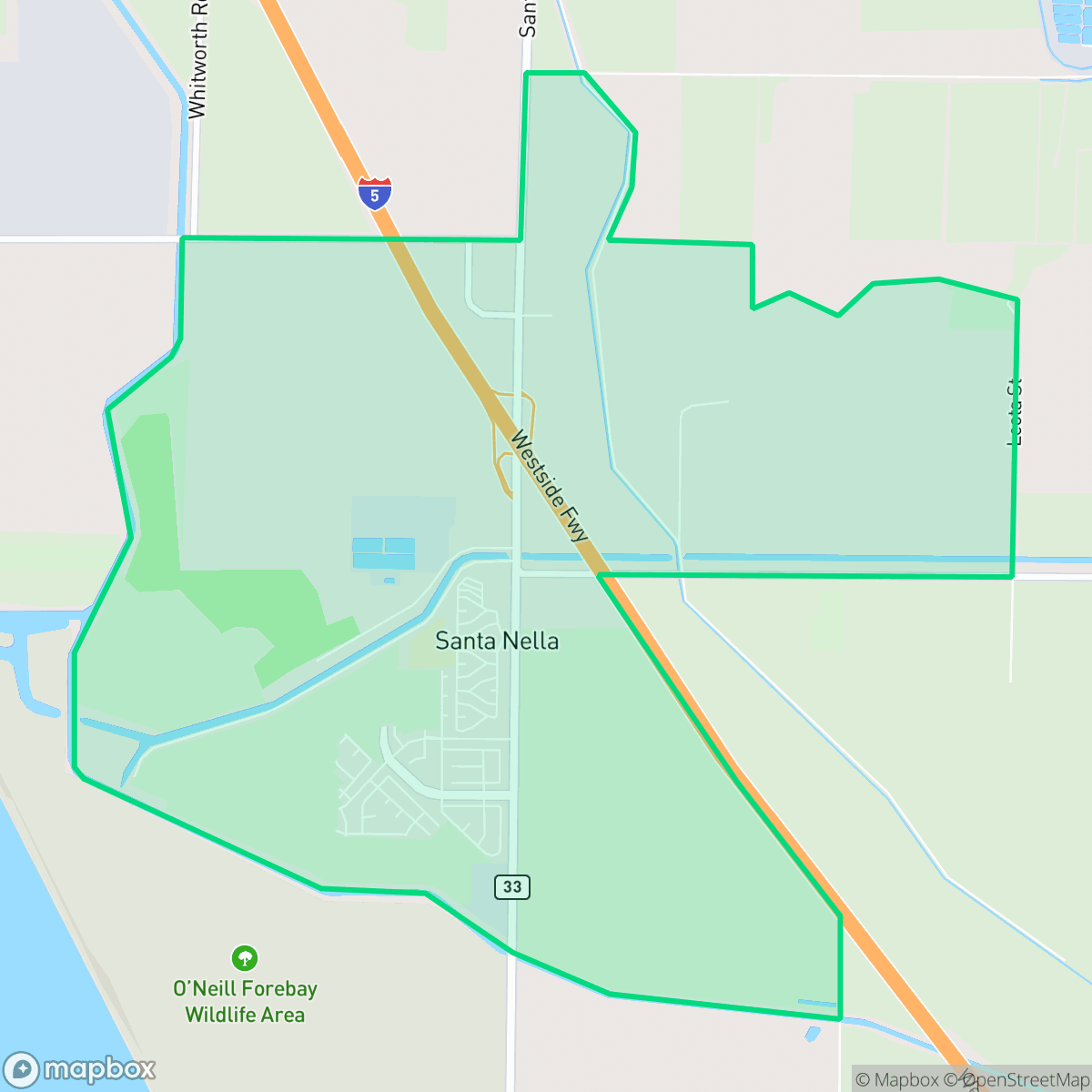 Map showing the location of Santa Nella, CA — coverage area