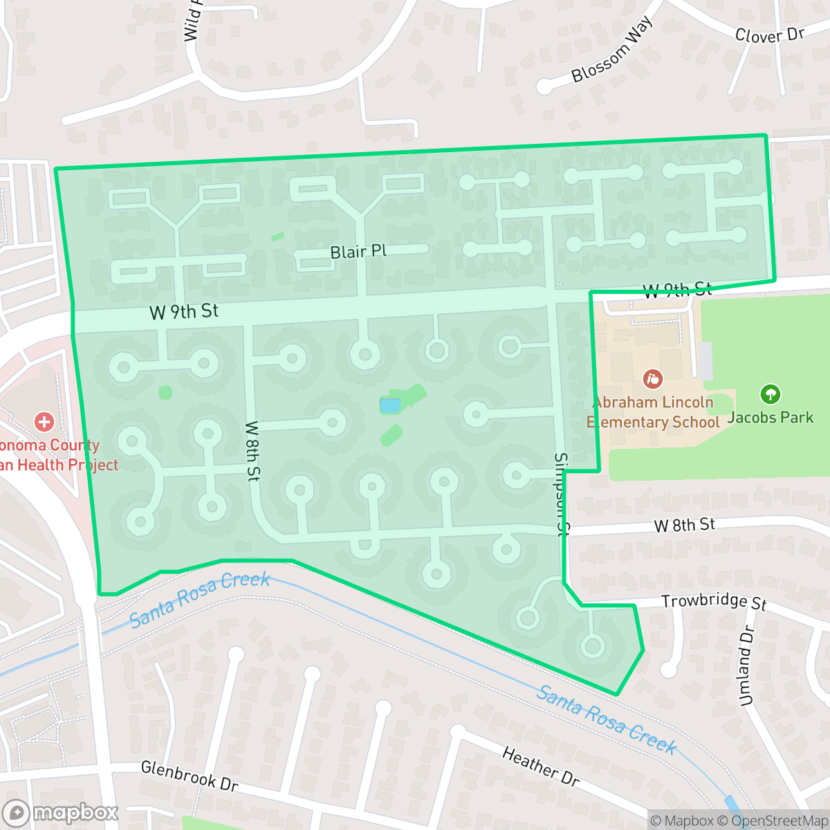 Map showing the location of Lincoln Manor Association, Santa Rosa, CA