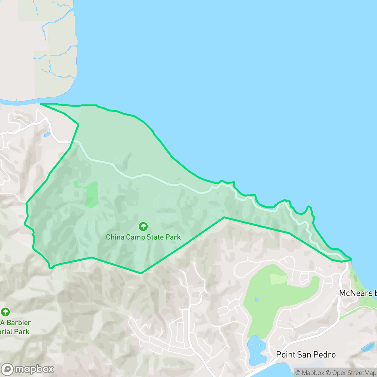Map showing the location of China Camp, Santa Venetia, CA