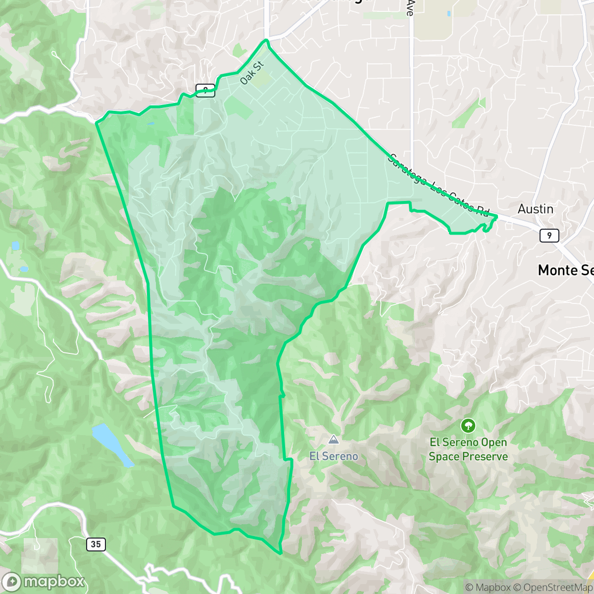 Map showing the location of Glen Una, Saratoga, CA