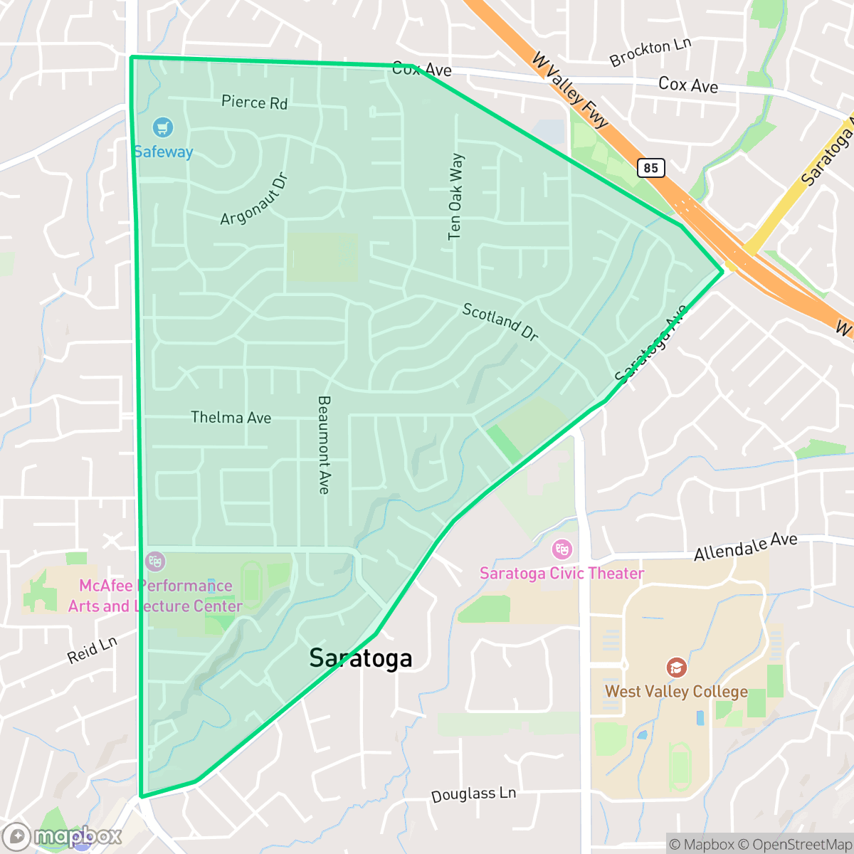 Map showing the location of Triangle South, Saratoga, CA
