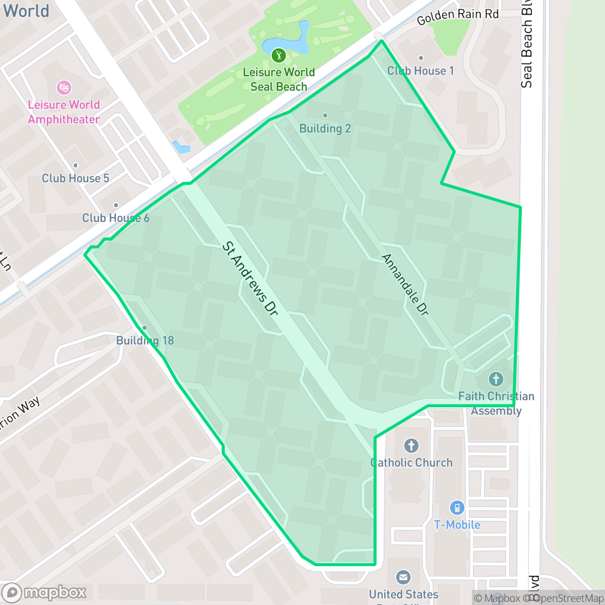 Map showing the location of Mutual 1, Seal Beach, CA