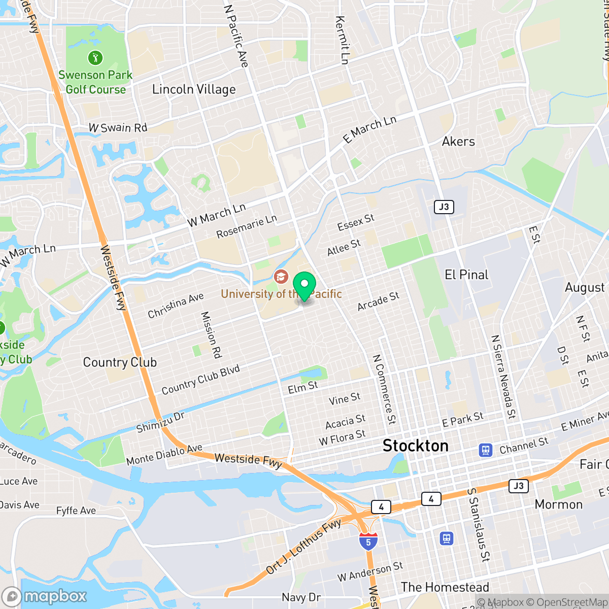 Map showing the location of Stockton, CA — coverage area