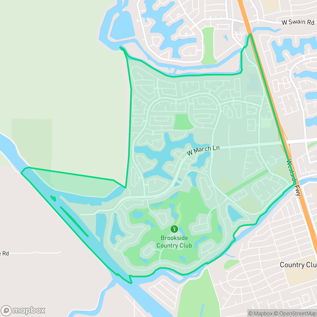 Map showing the location of Brookside, Stockton, CA