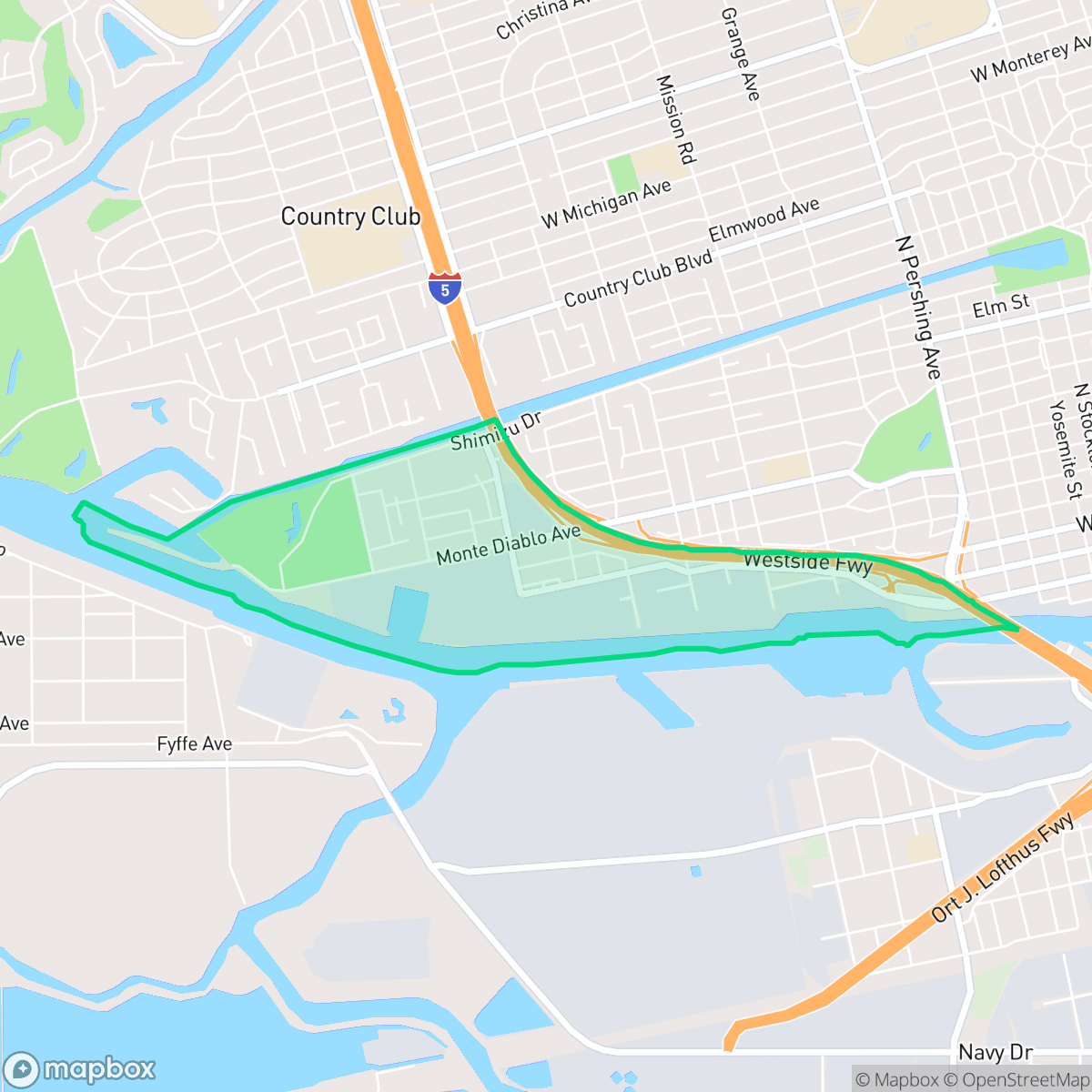 Map showing the location of Louis Park, Stockton, CA