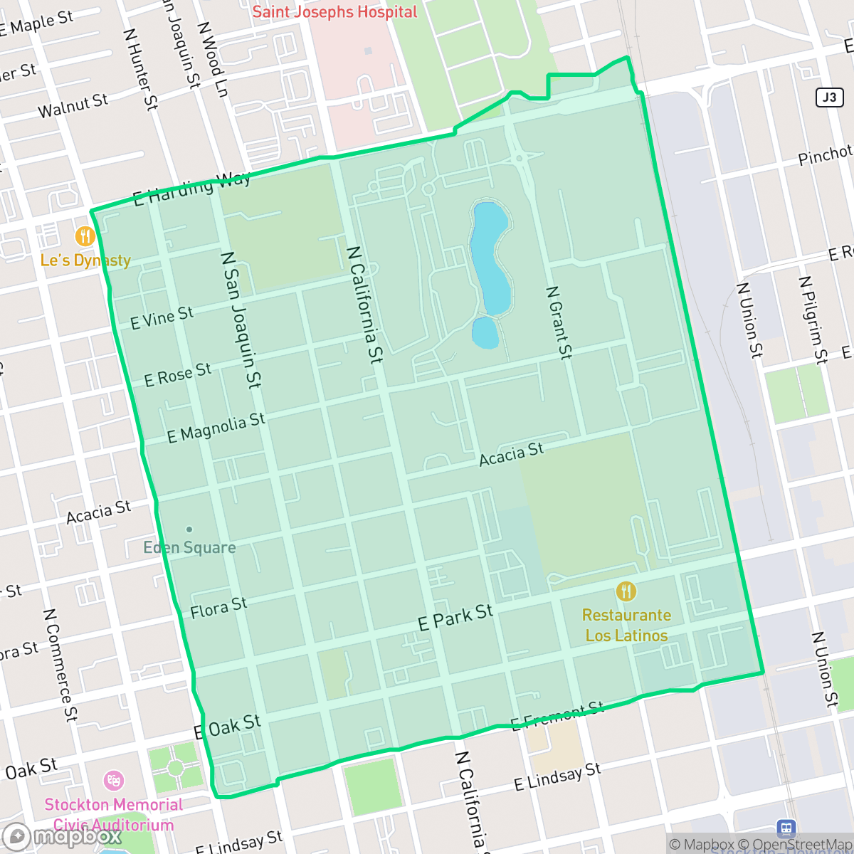 Map showing the location of Magnolia, Stockton, CA