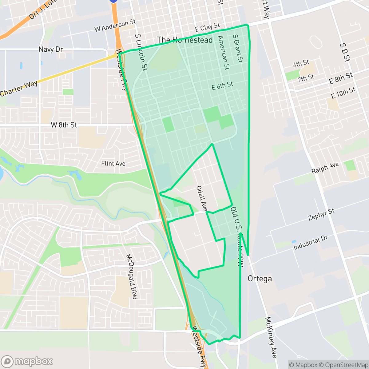 Map showing the location of McKinley Park, Stockton, CA