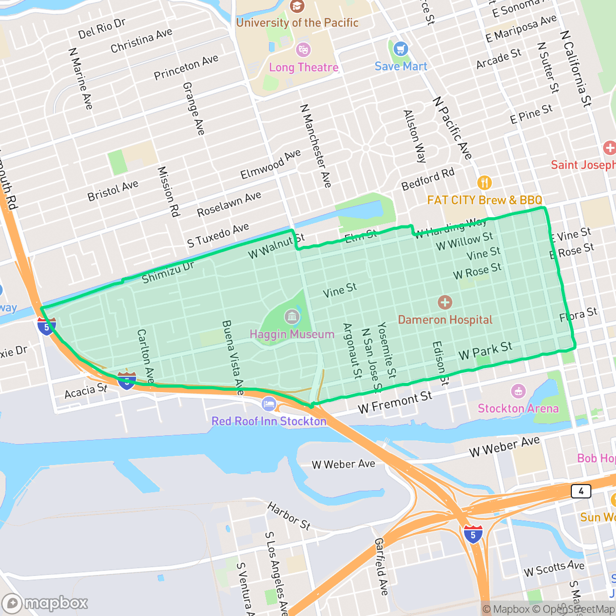 Map showing the location of Midtown West, Stockton, CA