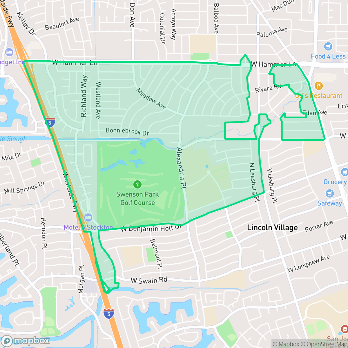 Map showing the location of Parkwoods, Stockton, CA