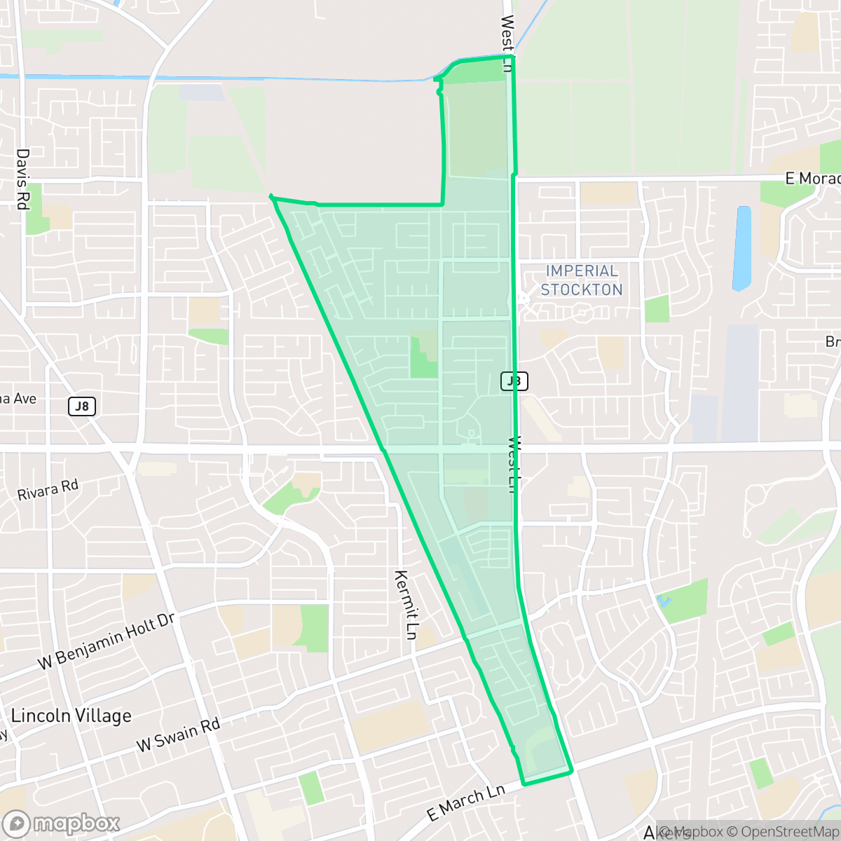 Map showing the location of Tam O'Shanter, Stockton, CA