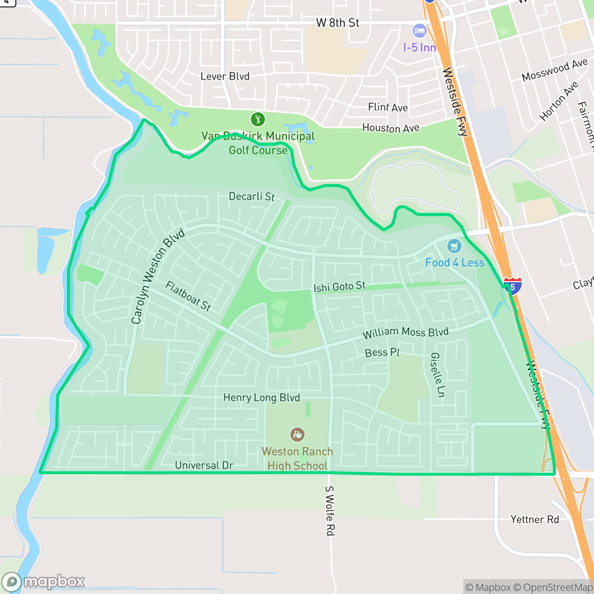 Map showing the location of Weston Ranch, Stockton, CA