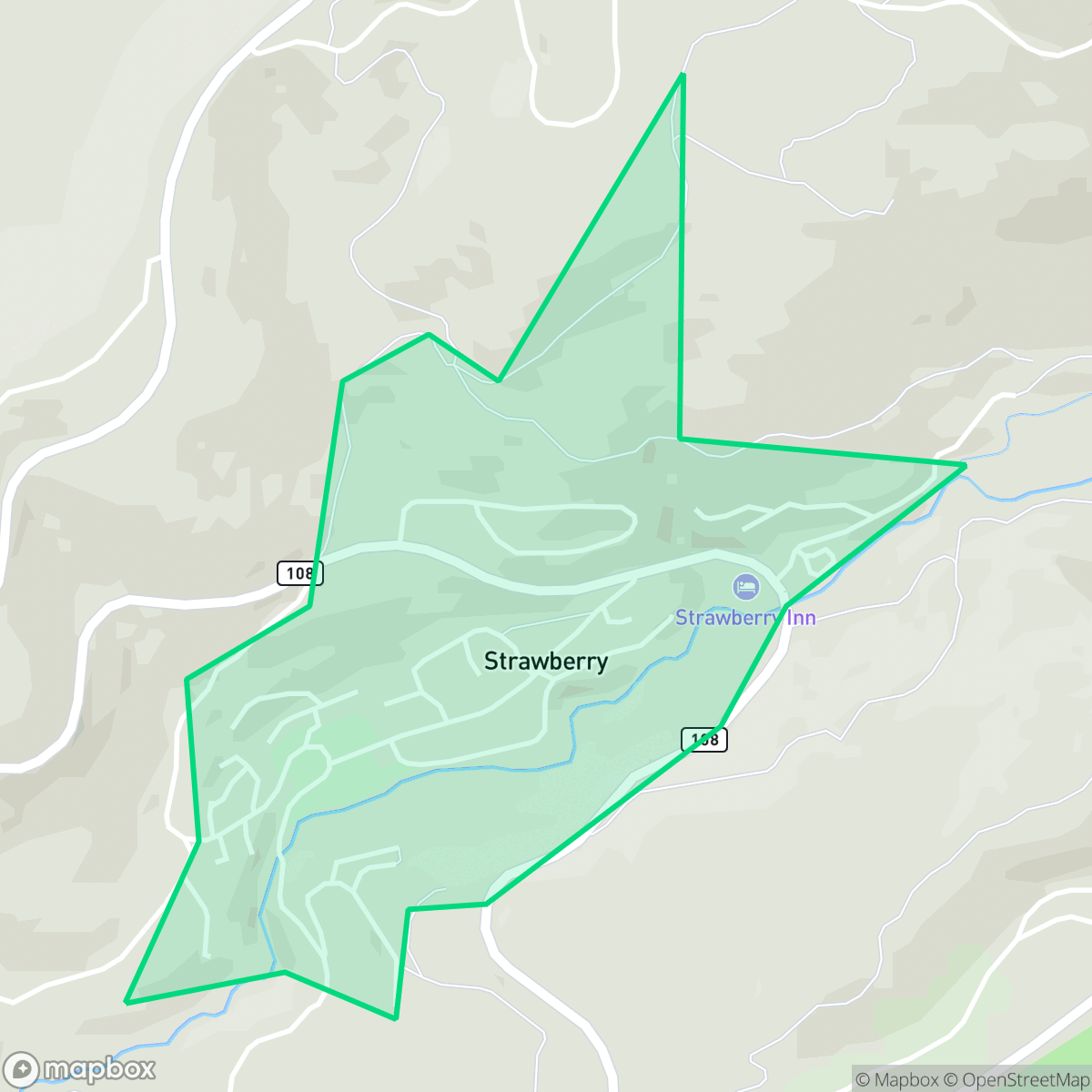 Map showing the location of Strawberry, CA — coverage area