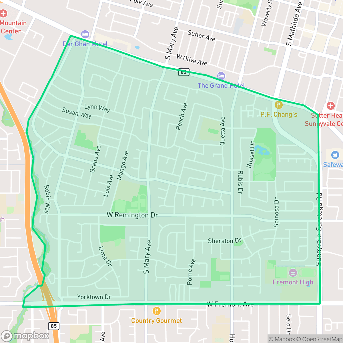 Map showing the location of De Anza, Sunnyvale, CA