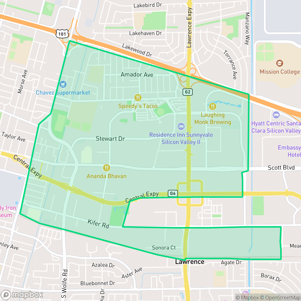 Map showing the location of East Murphy, Sunnyvale, CA