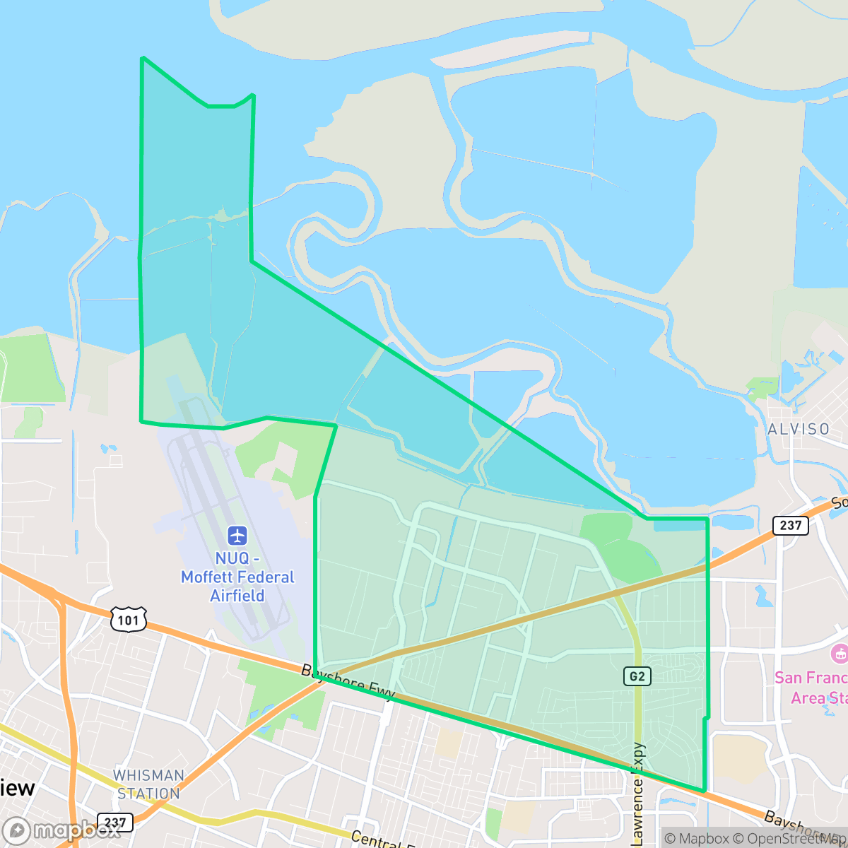 Map showing the location of Lakewood, Sunnyvale, CA