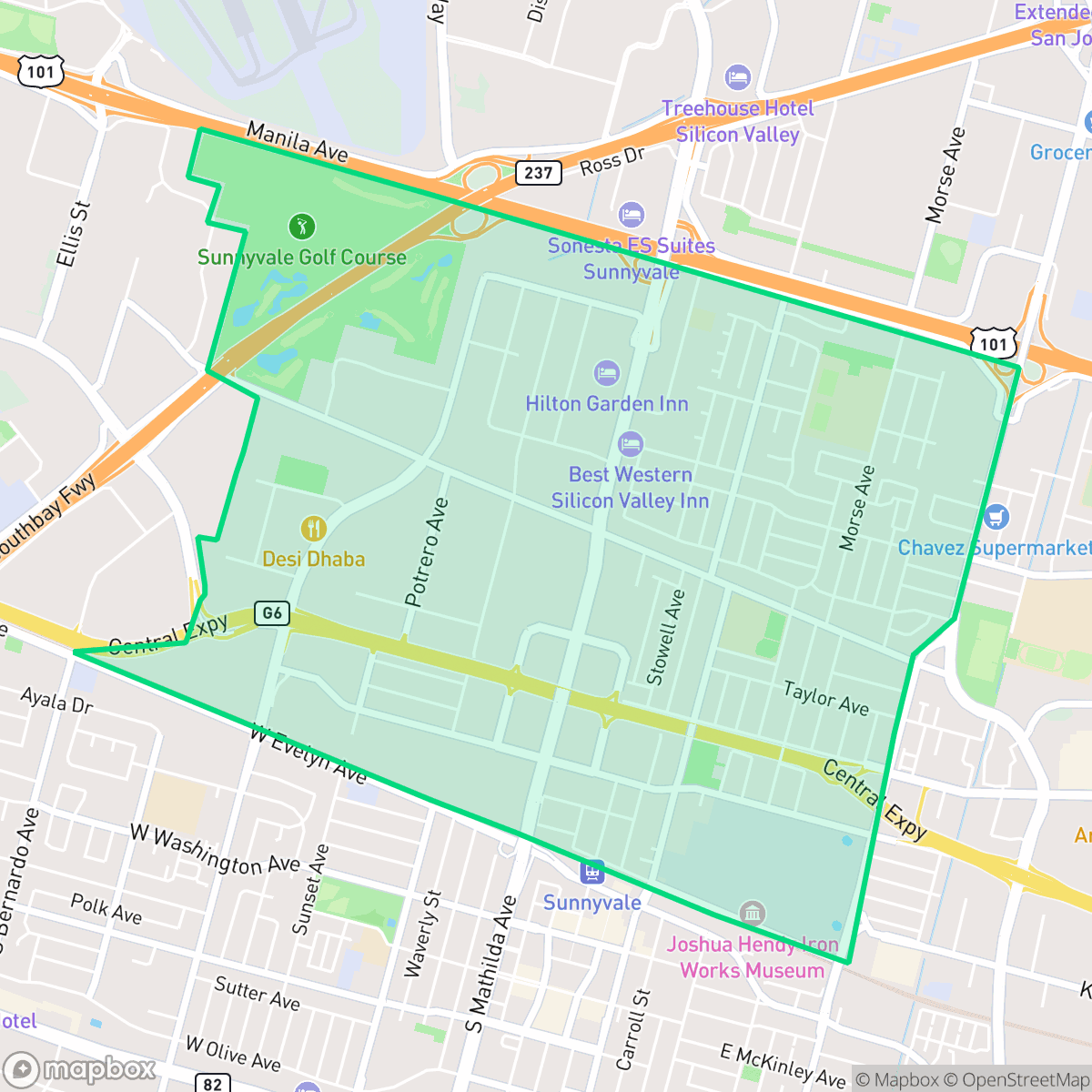 Map showing the location of West Murphy, Sunnyvale, CA