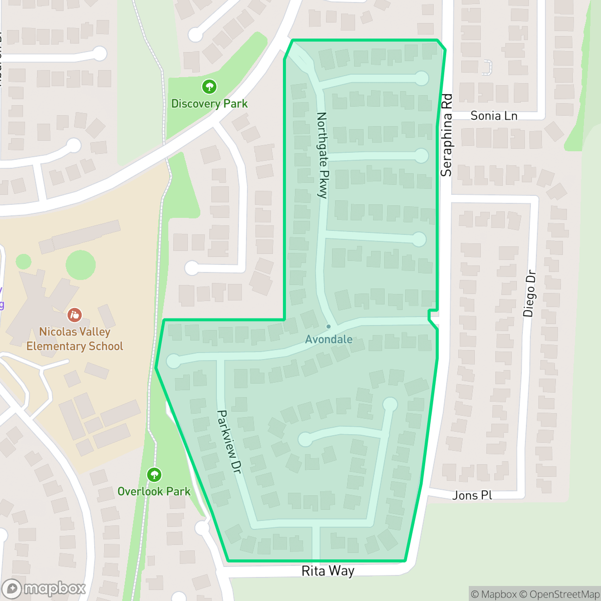 Map showing the location of Avondale, Temecula, CA