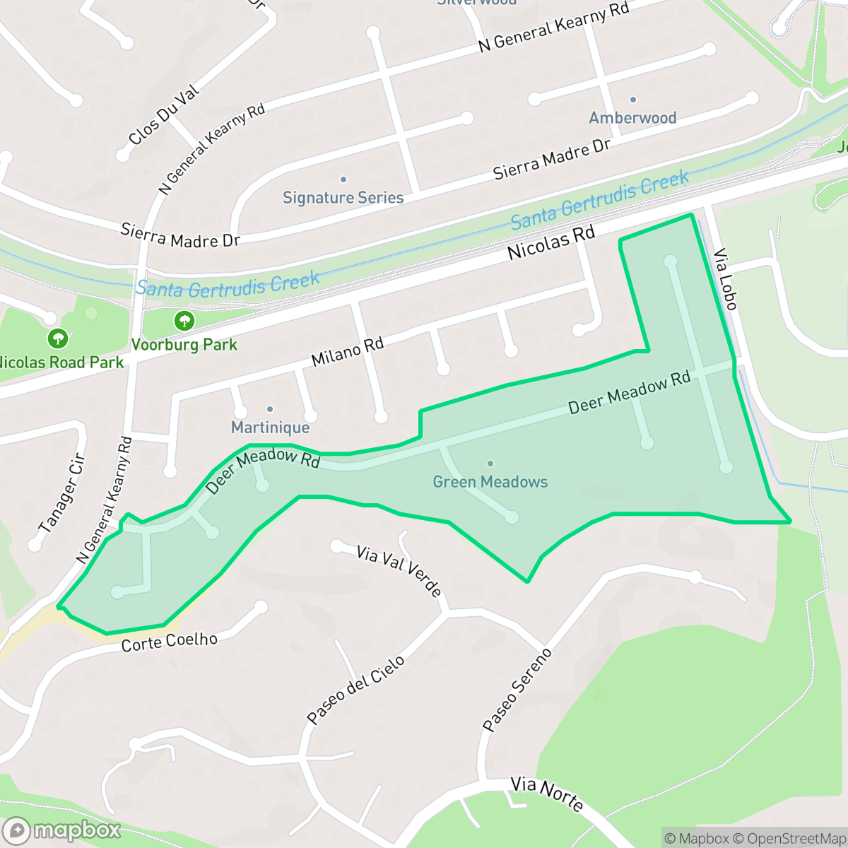 Map showing the location of Green Meadows, Temecula, CA