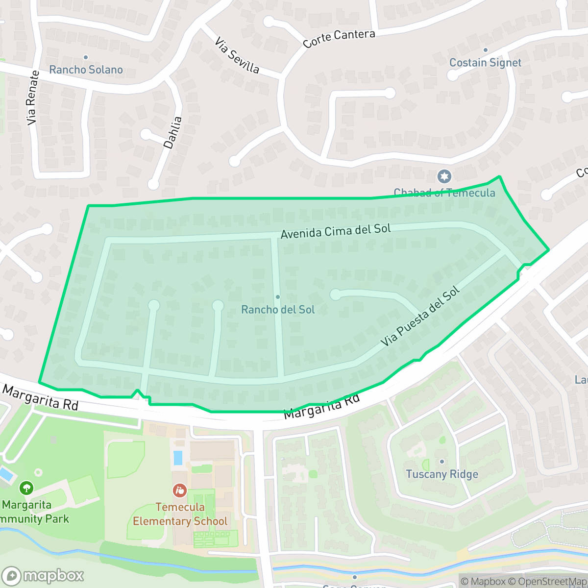 Map showing the location of Rancho del Sol, Temecula, CA
