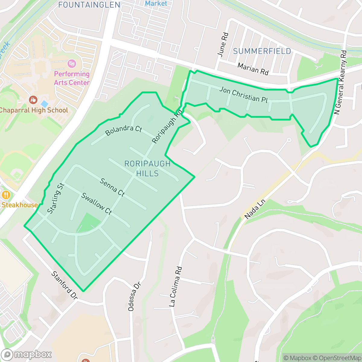 Map showing the location of Roripaugh Hills, Temecula, CA