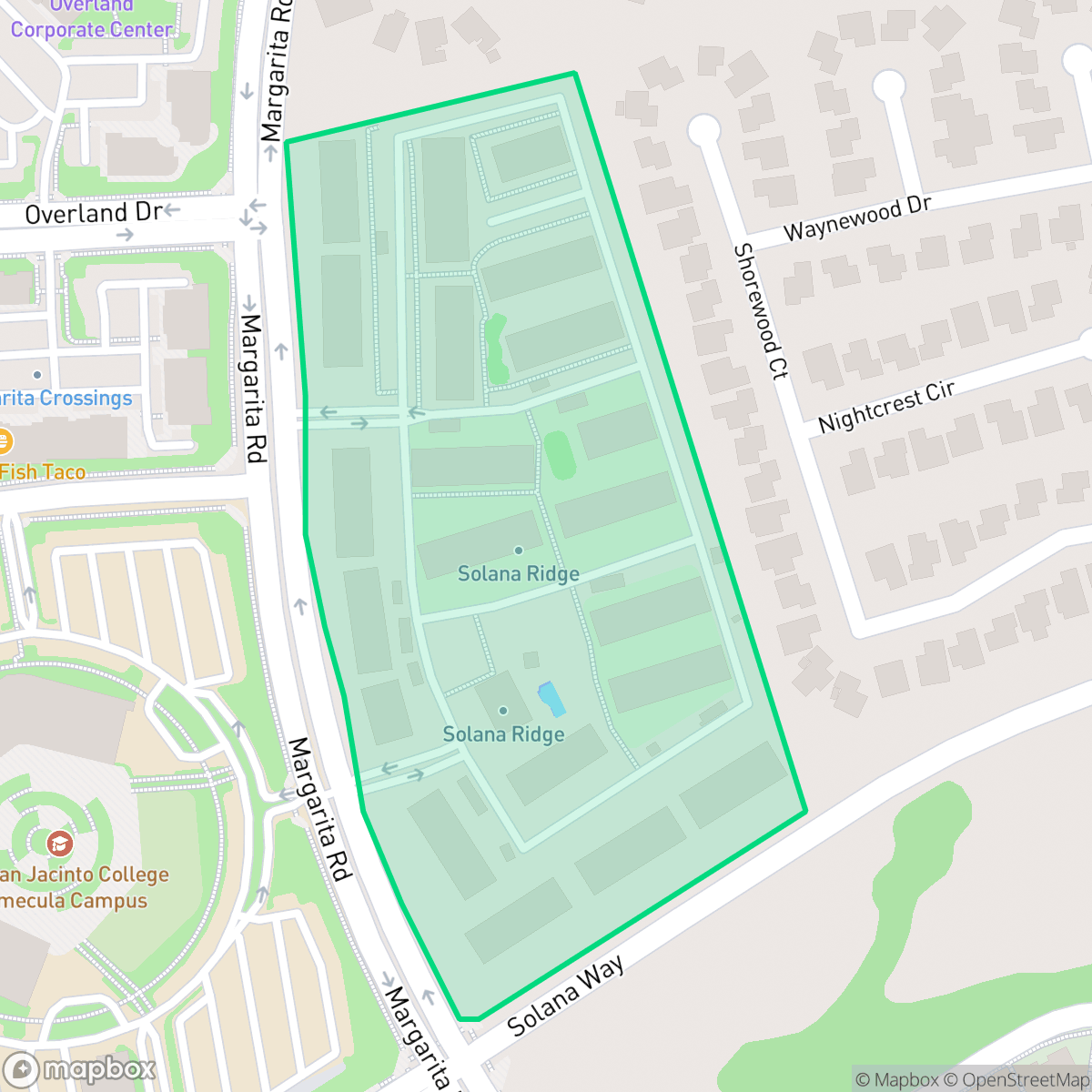 Map showing the location of Solana Ridge, Temecula, CA