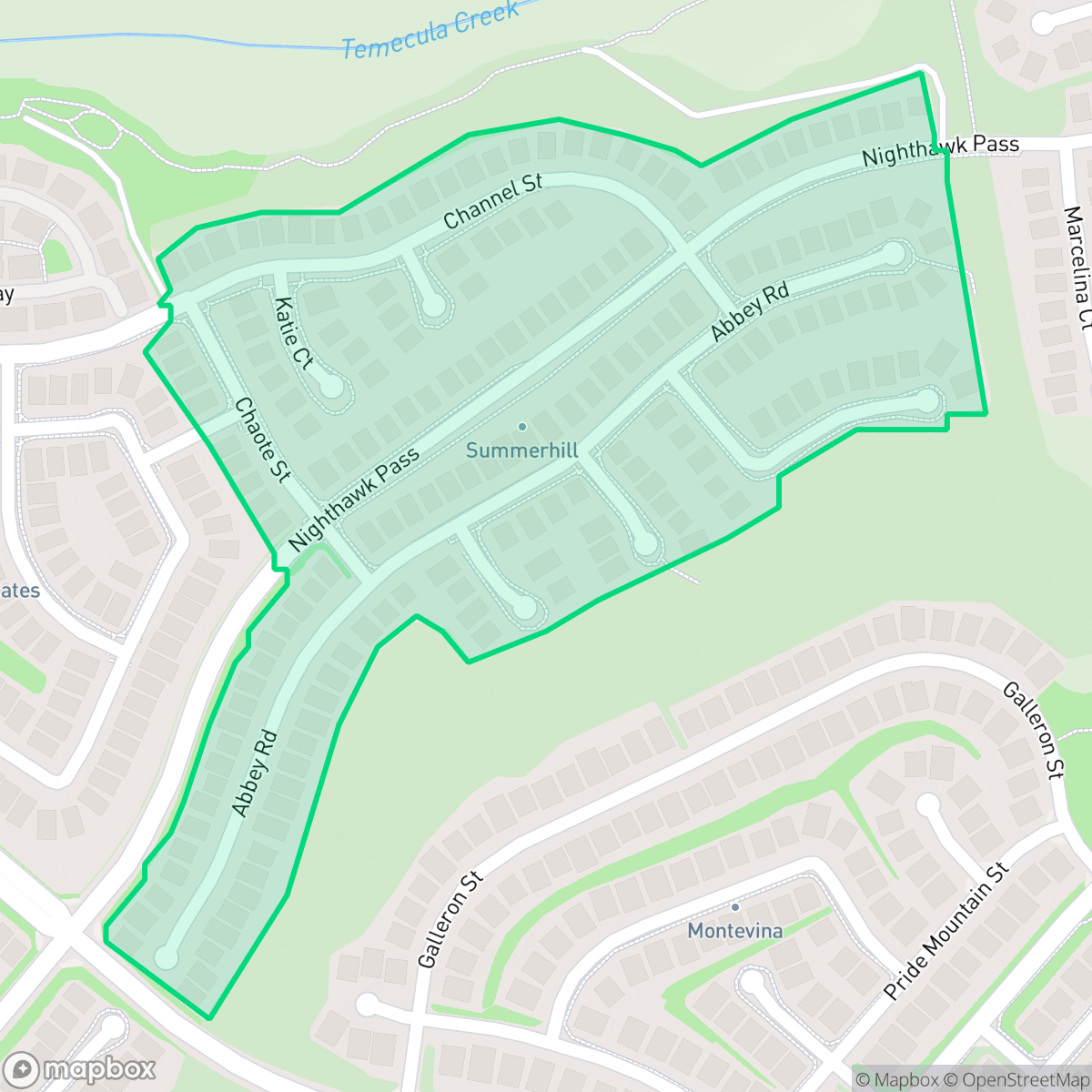 Map showing the location of Summerhill, Temecula, CA