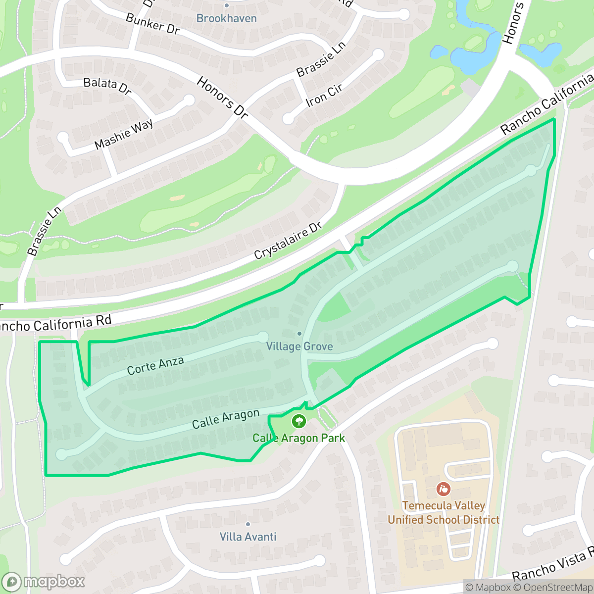 Map showing the location of Village Grove, Temecula, CA