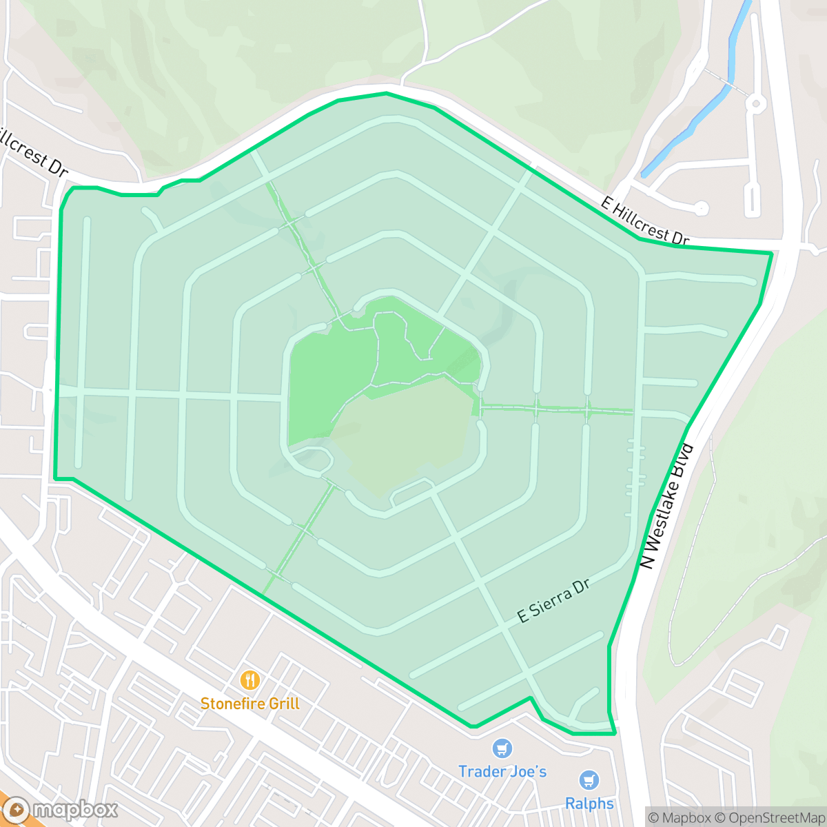Map showing the location of Westlake Hills, Thousand Oaks, CA