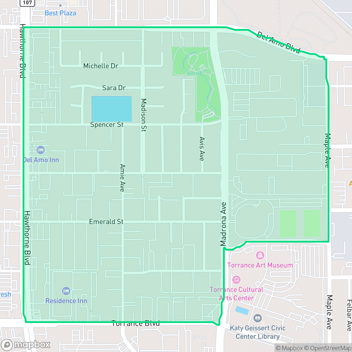 Map showing the location of Delthome, Torrance, CA