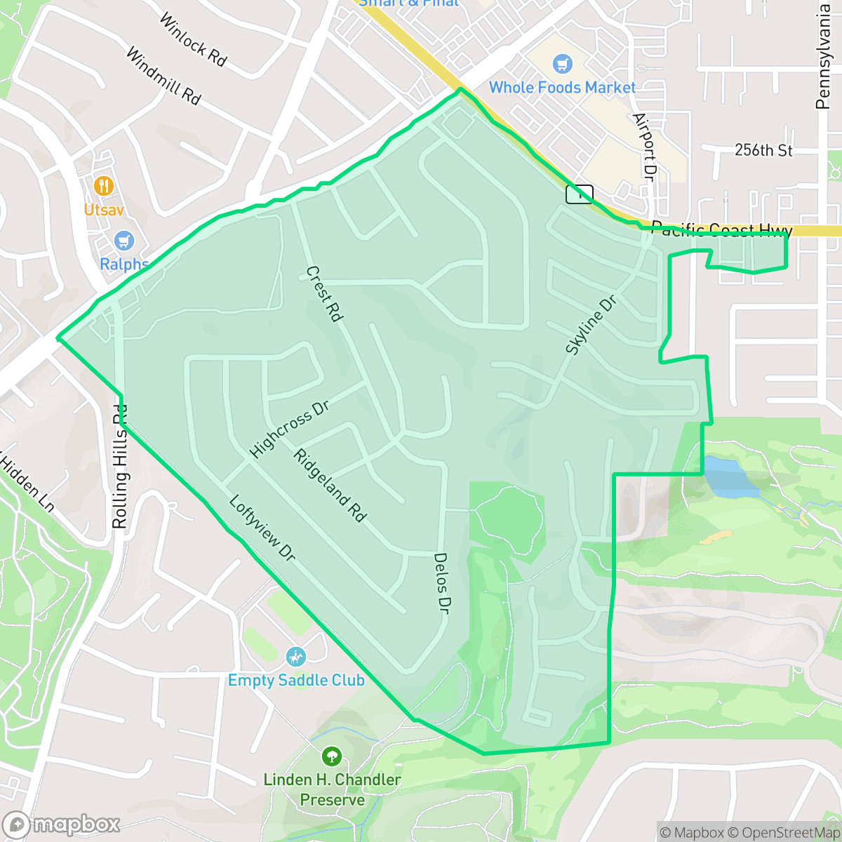 Map showing the location of Hillside, Torrance, CA