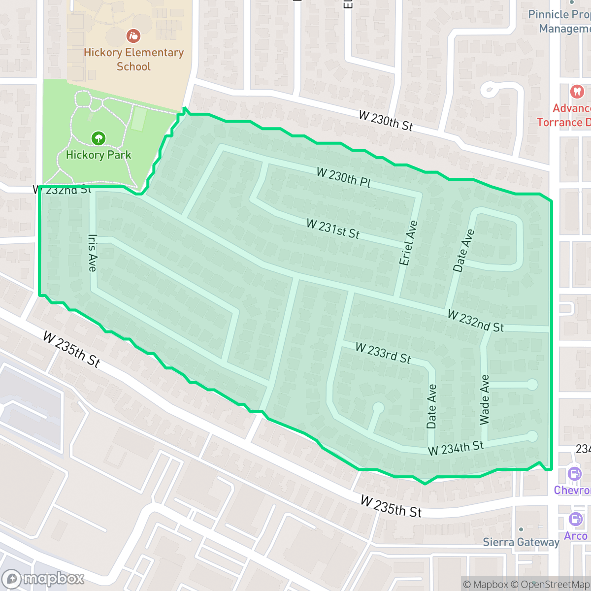 Map showing the location of Marble Estates, Torrance, CA