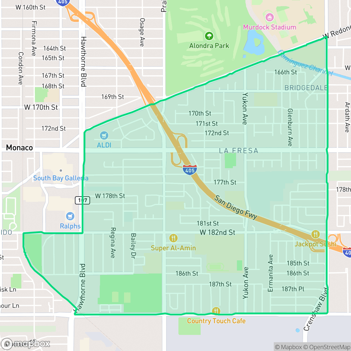 Map showing the location of Northwest Torrance, Torrance, CA