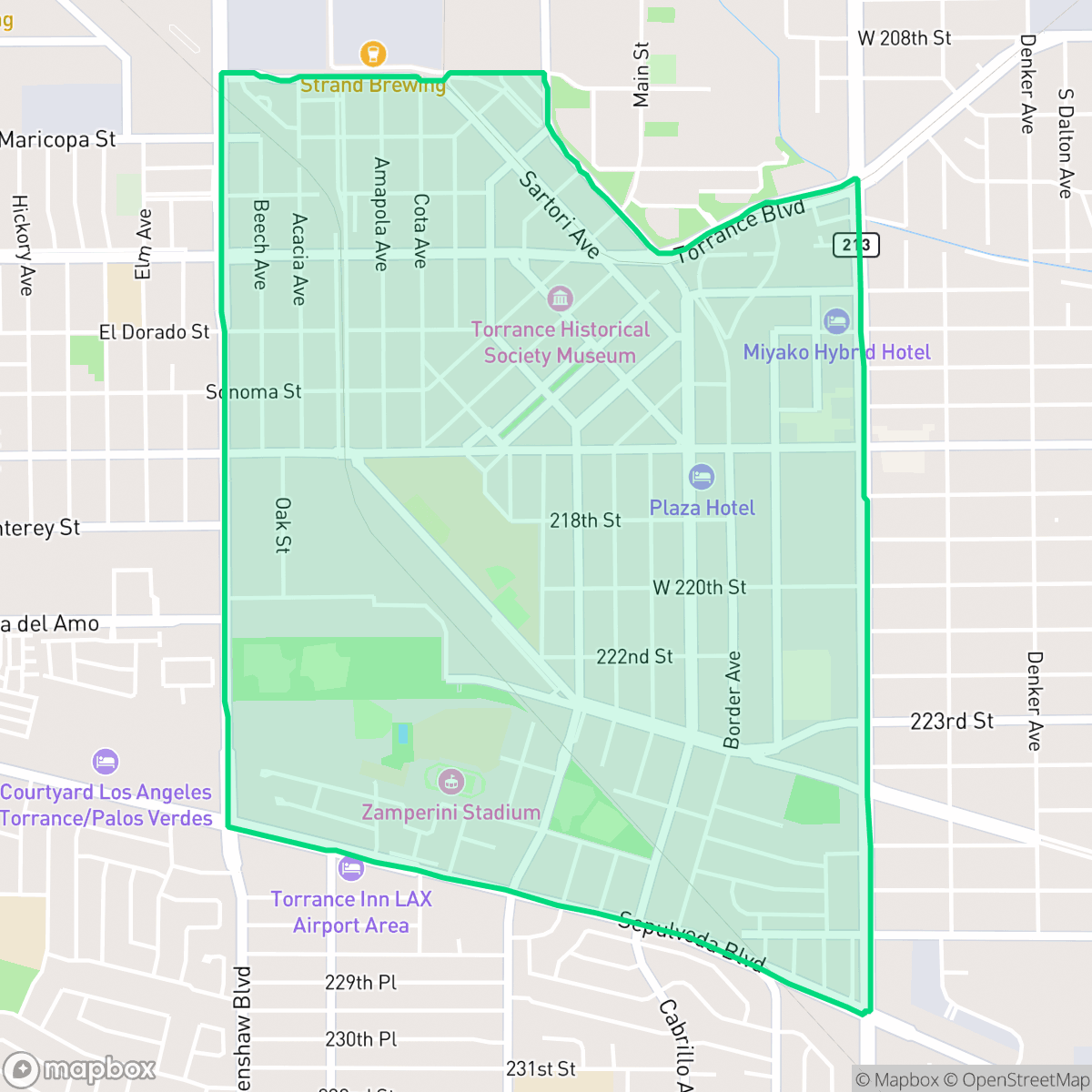 Map showing the location of Olde Torrance, Torrance, CA
