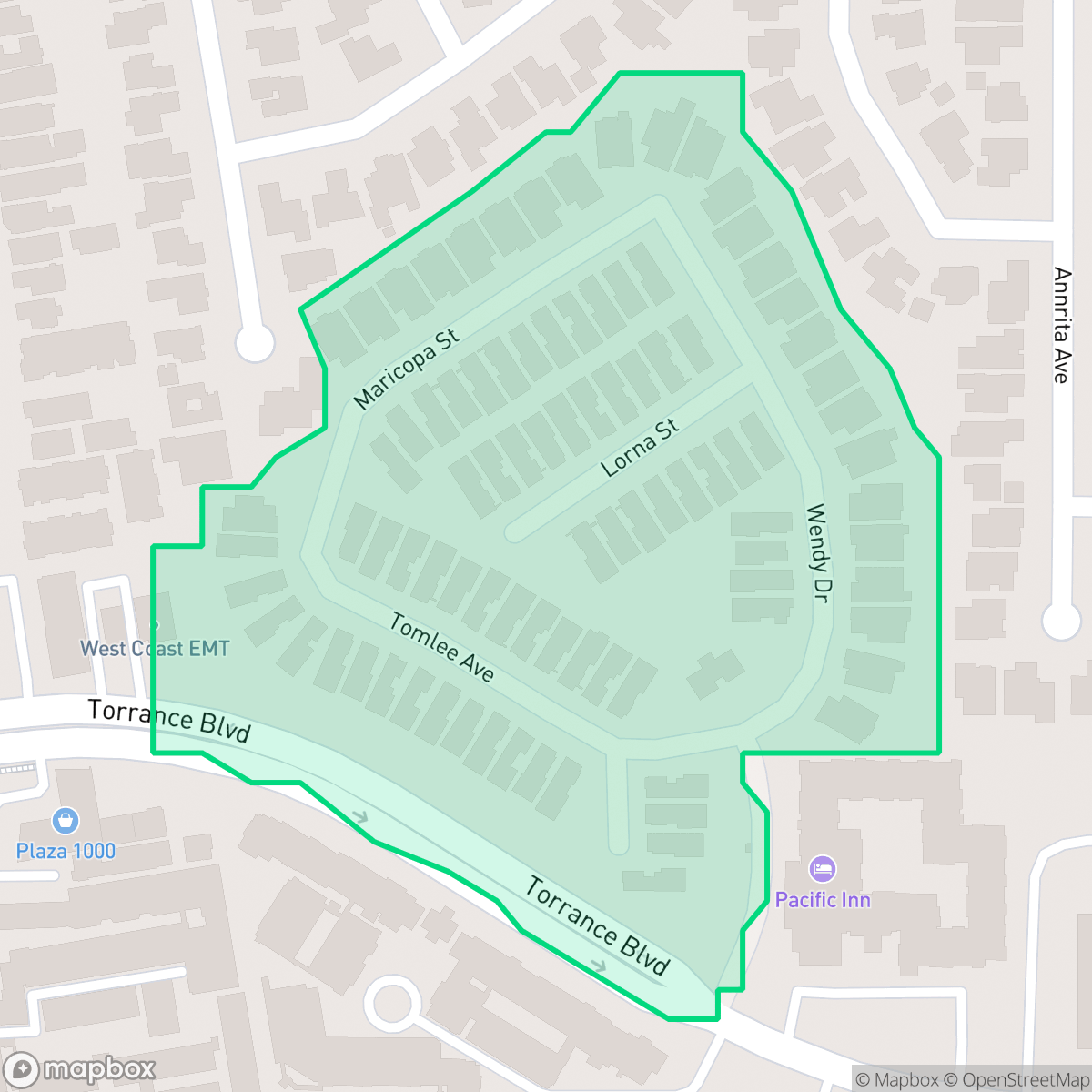 Map showing the location of Pacific Colony, Torrance, CA
