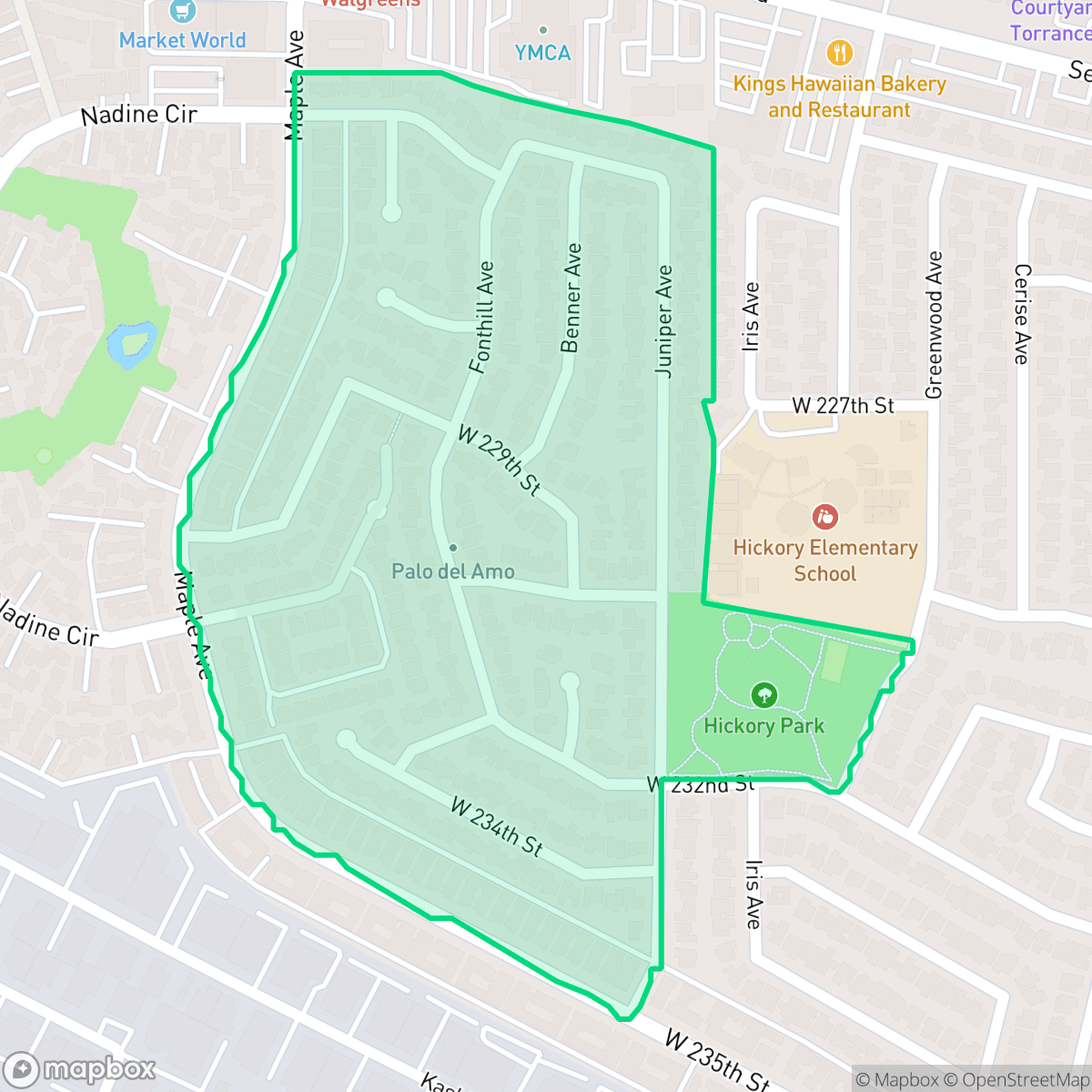 Map showing the location of Palo del Amo, Torrance, CA